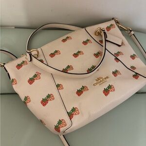 Coach White Bag with Strawberry Print